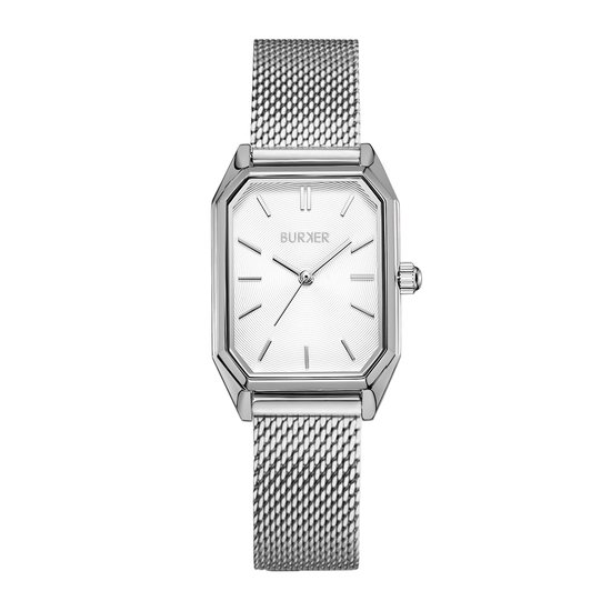 BURKER Isabell Horloge Dames Rechthoekig - Zilver - Milanese Band - 28 mm