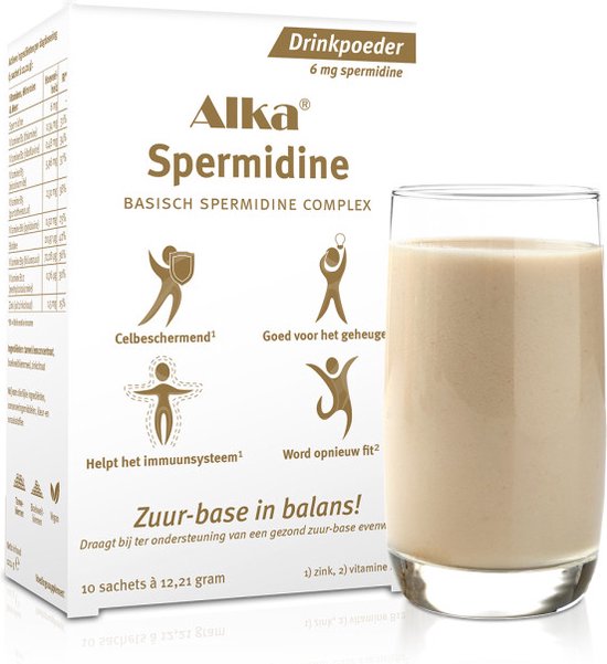 Alka® Spermidine Drinkpoeder - 10 sticks - Basisch Spermidine Complex - Met B-vitamines en zink - Hoog spermidinegehalte van 6mg per sachet