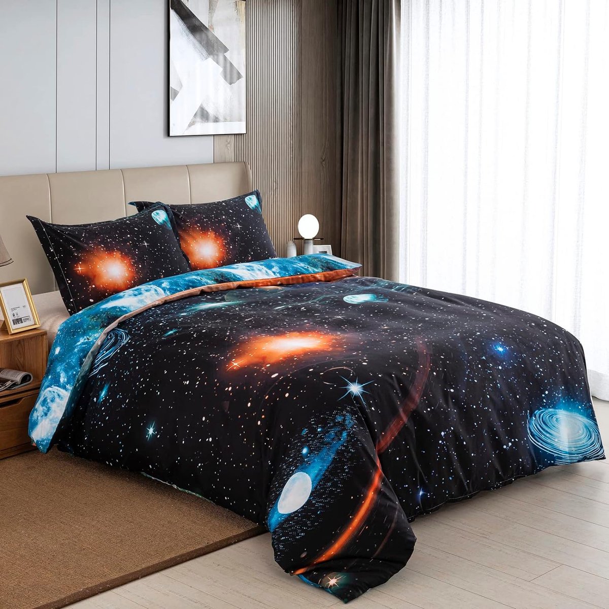 TULTOAP Galaxy Beddengoed, 135 x 200 cm, 3D universum, sterrenplaneet