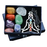 7 Chakra stenen & Ketting met Chakra hanger en ketting in sieraden doosje - Geschenkset Edelstenen en Kristallen - Healing