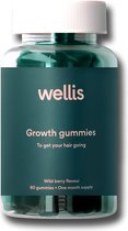 Wellis Hair Gummies voor Voller & Gezonder Haar - Vegan Haar Vitamines Geformuleerd met Hoge Dosering Biotine, Vitamine C, B12, E & Zink - Suikervrij en Allergenenvrij - 60 Gummies - Heerlijke Wilde Bessensmaak