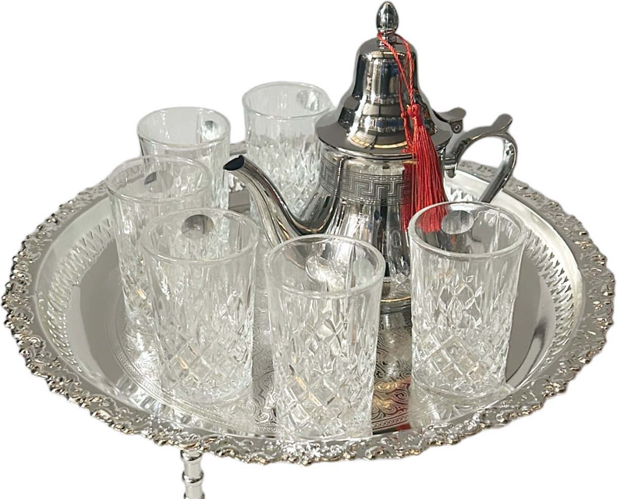 Service à thé marocain complet avec 6 verres marocains - Plateau marocain -  Théière... | bol