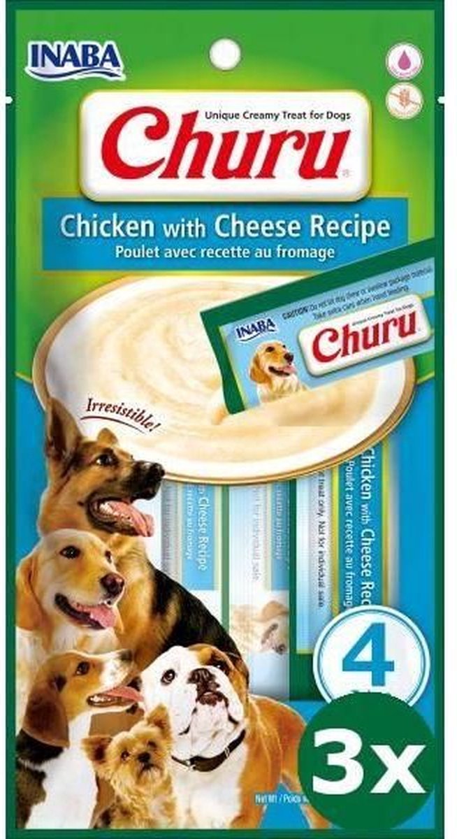 3x4x14gr Inaba churu chicken / cheese recipe hondensnack