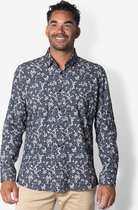 Twinlife Heren Shirt Print, Geweven - Overhemd - Comfortabel - Regular Fit - Blauw - 3XL