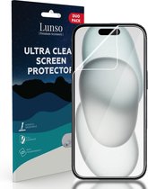Lunso - Geschikt voor iPhone 15+ / 15 Plus - Duo Pack (2 stuks) Beschermfolie - Full Cover Screen protector