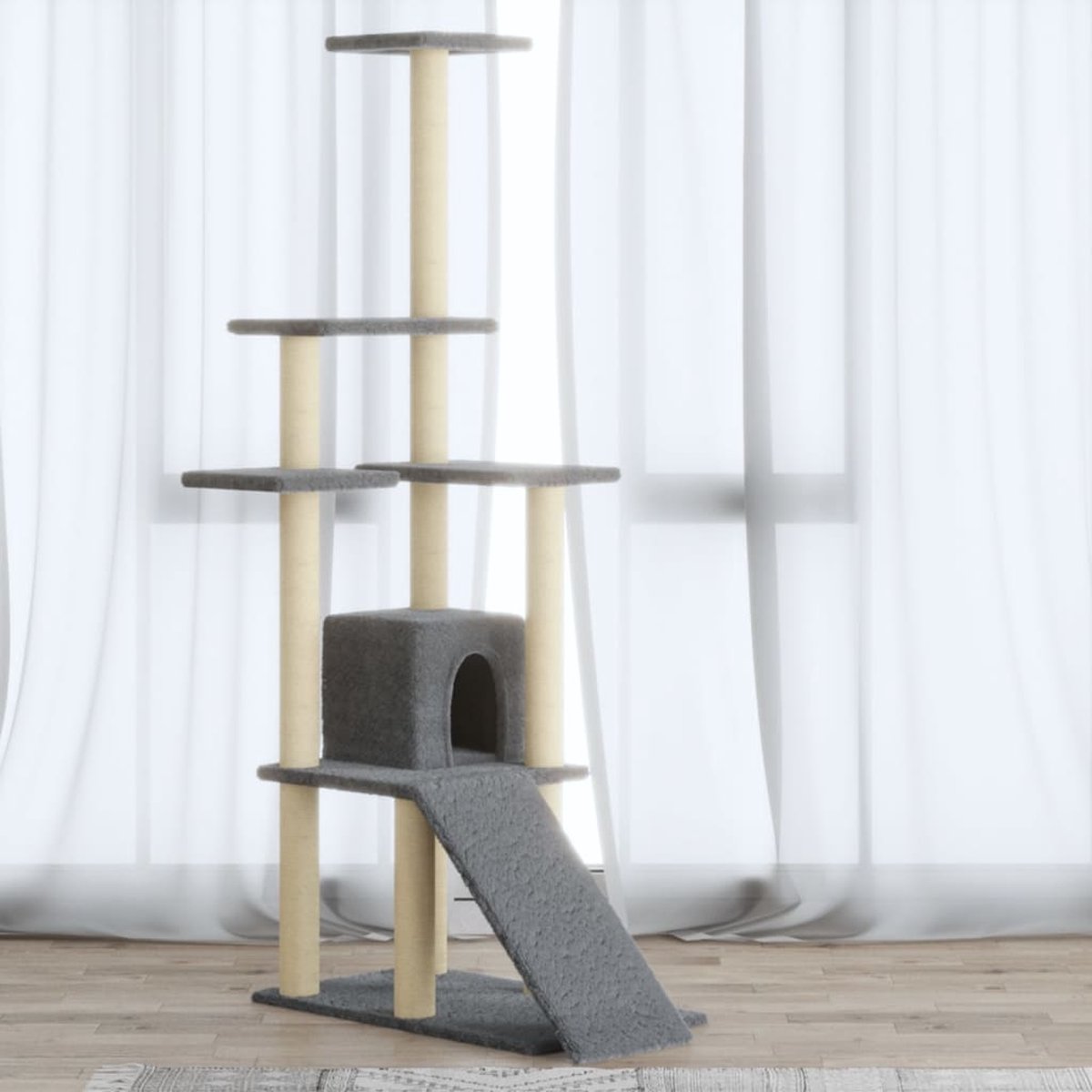 vidaXL Kattenmeubel met sisal krabpalen 155 cm crèmekleurig