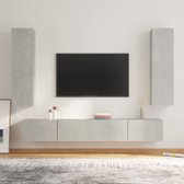 The Living Store TV-meubelset betongrijs - 2x 100 x 30 x 30 cm en 2x 30.5 x 30 x 110 cm - Hoge kwaliteit bewerkt hout