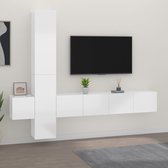 The Living Store TV-Meubelset - Hoogglans wit - 2x 80x30x30 cm - 2x 30.5x30x90 cm - 1x 30.5x30x30 cm