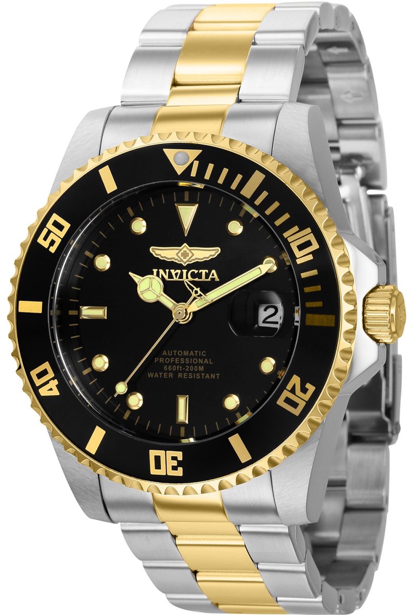 Invicta Pro Diver 36973 Heren Horloge - Waterdicht - Analoog - Automatisch Uurwerk - Roestvrij Staal met zwarte Wijzerplaat - 44mm