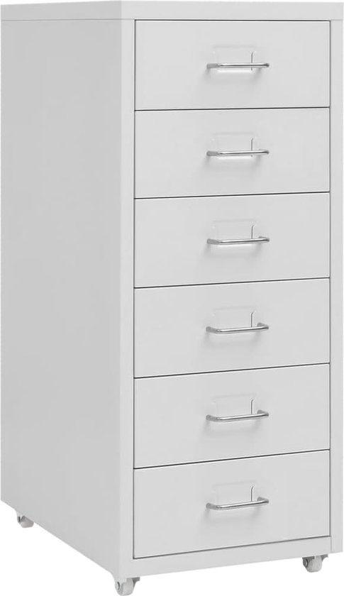 The Living Store Archiefkast - 6 lades - Grijs - 28x41x69 cm - Metaal