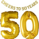 Ensemble 3 pièces Cheers to 50 Years avec guirlande et ballons en aluminium - 50 - anniversaire - Sarah - Abraham - cheers to 50 ans - anniversaire - mariage