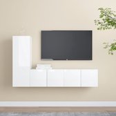 The Living Store Televisiemeubelset - Hoogglans wit - Spaanplaat - Montage vereist - 30.5 x 30 x 90 cm / 60 x 30 x 30 cm