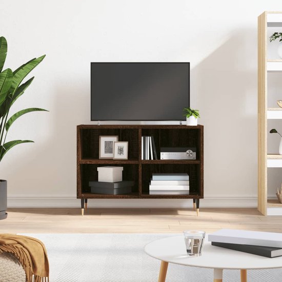 The Living Store Tv-meubel Bruineiken - Bewerkt Hout - 69.5 x 30 x 50 cm - Opbergruimte