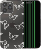 iMoshion Hoesje Geschikt voor iPhone 15 Pro Max Hoesje Siliconen - iMoshion Design hoesje - Grijs / Butterfly