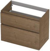 INK Fineer 45 Wastafelonderkast - 80x45x65cm - 2 lades - greeploos - houten keerlijst - a symmetrisch - MDF Fineer Ash grey