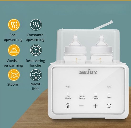 Dubbele digitale Flessenwarmer - 6-in-1 Babyvoeding Warmer - Wit van Alecto — afbeelding 3
