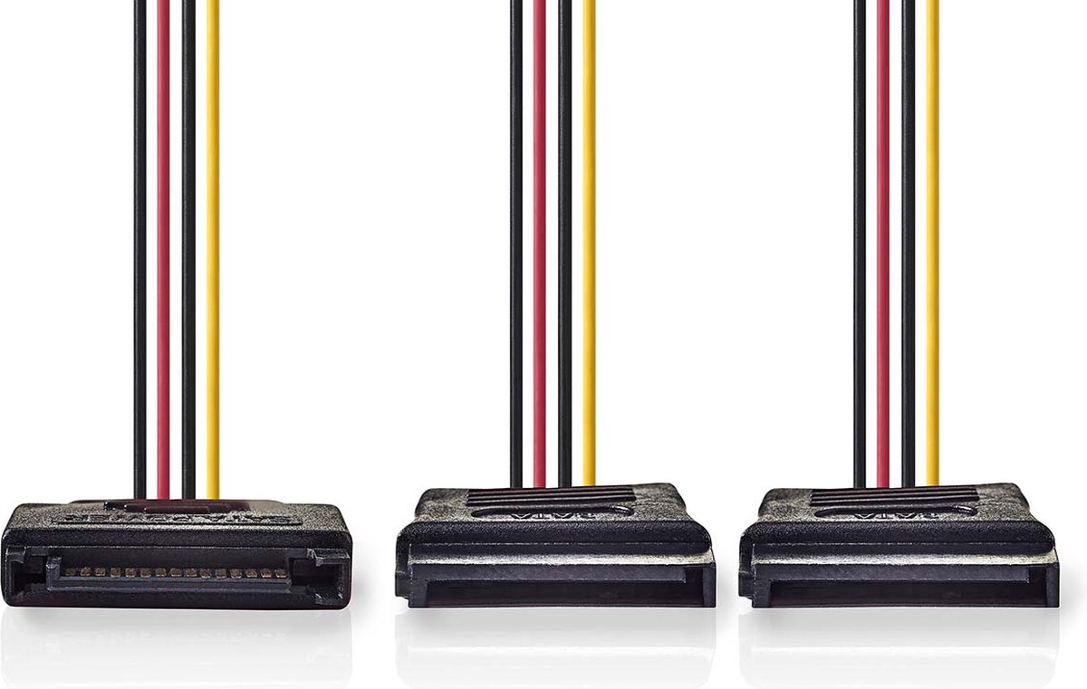Nedis Interne Voedingskabel - SATA 15-Pins Male - 2x SATA 15-Pins Female - Verguld - 0.15 m - Rond - PVC - Multicolour - Doos