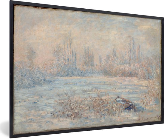 Fotolijst incl. Poster - Vorst nabij Vetheuil - Schilderij van Claude Monet - 30x20 cm - Posterlijst