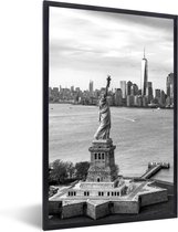 Fotolijst inclusief poster - Posterlijst vrijheidsbeeld - Fotokader Amerika - Posters zwart wit - Voor volwassenen - Picture frame - Zwarte lijst 80x120 - Muurdecoratie slaapkamer accessoires - Woonkamer decoratie - - Muurposter