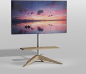 Cavus Tv Vloerstandaard Cross 120S - Design Tv Meubel Eikenhout en Geborsteld RVS - Geschikt voor 32-65 Inch Tv met VESA 300x300