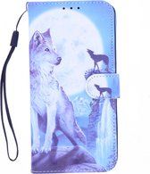 Couverture de livre LuxeBass avec impression adaptée pour Motorola Moto G9 Play - Wolf - bibliothèque - couverture de livre - étui de livre - couverture de livre