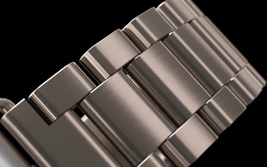 Strap-it Stalen schakel band - Geschikt voor Apple Watch (Series 12/11/10), (SE 3/2/1), (Series 9/8/7/6/5/4) - 38/40/41/42mm - Blauw/Goud - Metalen band met RVS vlindersluiting - RVS iWatch bandje