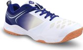 Nivia HY - Chaussures de badminton Court 2.0 (blanc/bleu, 9 UK / 10 US / 43 EU) | Pour hommes et garçons | Semelle ronde non marquante