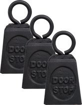 3x stuks deurstoppers gewicht gietijzer zwart 13 cm - Deurstop/deurvastzetter