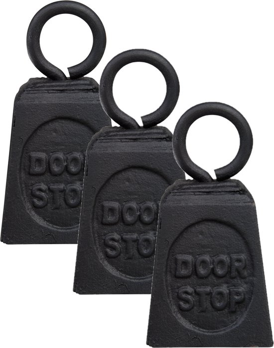 3x stuks deurstoppers gewicht gietijzer zwart 13 cm - Deurstop/deurvastzetter