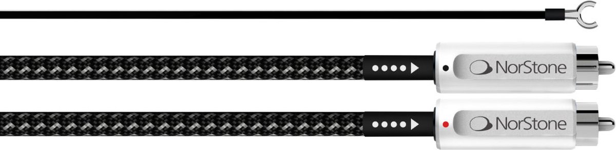 NorStone | Jura Phono-kabel | RCA Interlink | OFC met 10% zilver + verzilverde connectoren | + Grond Wire | stereoset 1,5 meter