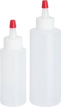 La Cucina Doseerflessen/garneerflessen - 2x - kunststof - 60 ml en 120 ml - poffertjes knijpflessen