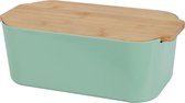Excellent Houseware Boîte à pain avec planche à découper - vert - bambou/plastique - 33 x 18 x 12 cm