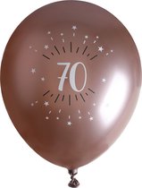 Santex verjaardag leeftijd ballonnen 70 jaar - 6x stuks - rosegoud - 30 cm - Feestartikelen