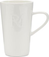 Riviera Maison Theemok, Mok met oor, Drinkbeker, RM logo - RM Monogram Coffee Mug 400 ml - wit - Porselein