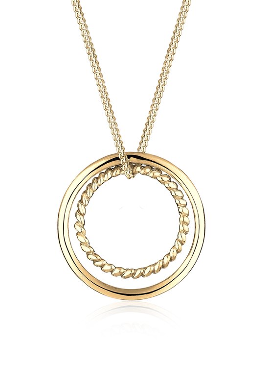 Elli Dames Halsketting Dames Cirkel Ring Geo Basis Tweekleurig in 925 sterling zilver verguld