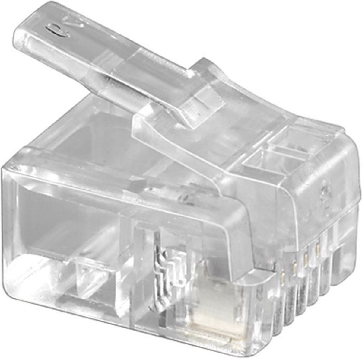RJ11 krimp connectoren (6P4C) voor platte telefoonkabel - 10 stuks / transparant