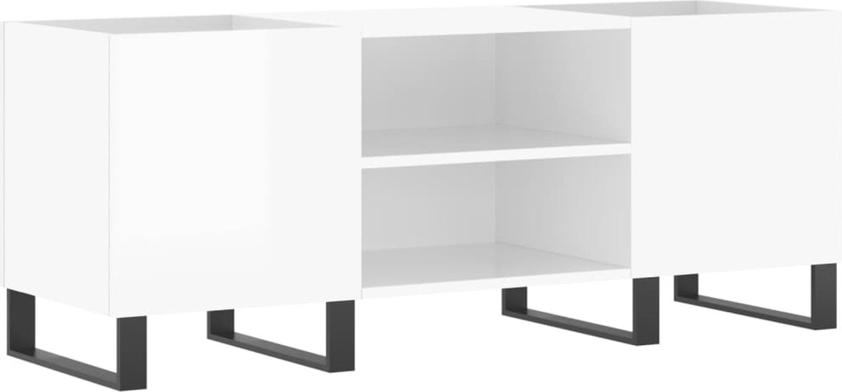vidaXL - Platenkast - 121x38x48 - cm - bewerkt - hout - hoogglans - wit