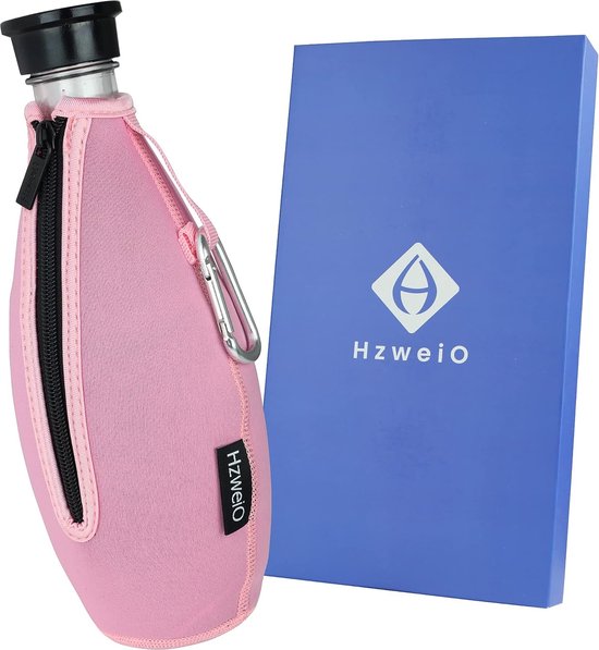 Babyflesje - Premium beschermhoes compatibel met SodaStream Crystal glazen fles - breukbescherming - koeleffect - neopreen hoes voor glazen flessen - ideaal accessoire voor onderweg (roze)