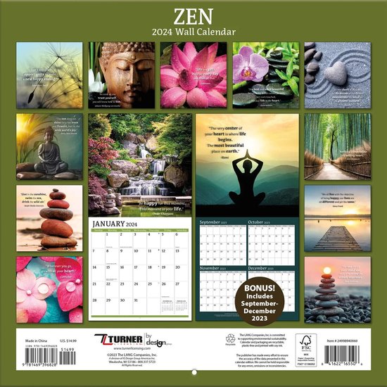 Calendrier Zen 2024 - Méditation - 30x30 cm - Expédition le jour