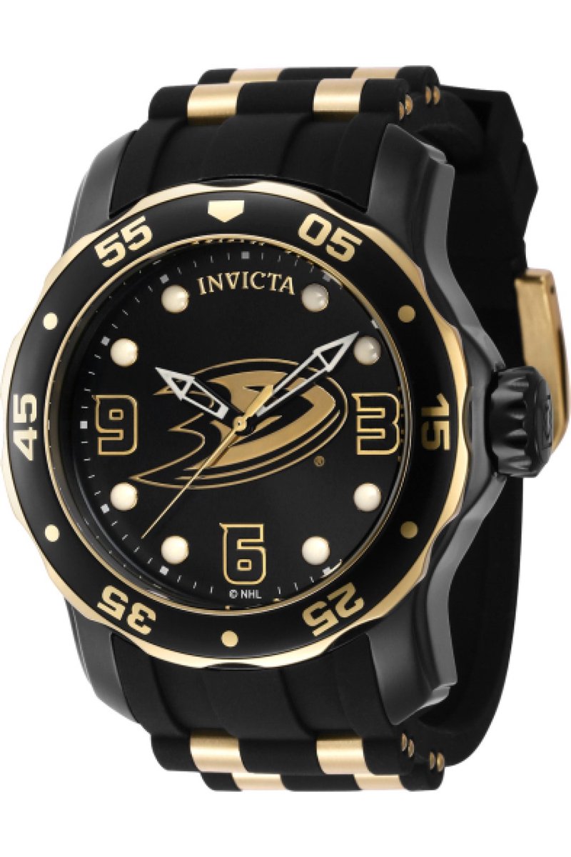 Invicta NHL - Anaheim Ducks 42316 Heren Horloge - Waterdicht - Analoog - Quartz Uurwerk - Roestvrij Staal met zwarte Wijzerpl