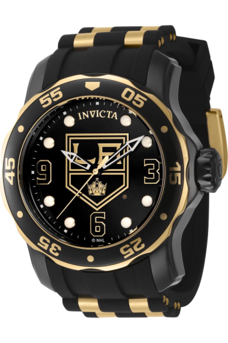 Invicta NHL - Los Angeles Kings 42309 Heren Horloge - Waterdicht - Analoog - Quartz Uurwerk - Roestvrij Staal met zwarte Wijz