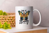Mok She is Strong - Butterflies - ButterflyBeauty - GardenVisitors - Gift - Cadeau - NatureWings - Vlinders - Vlinderpracht - NatuurVleugels - FladderBy