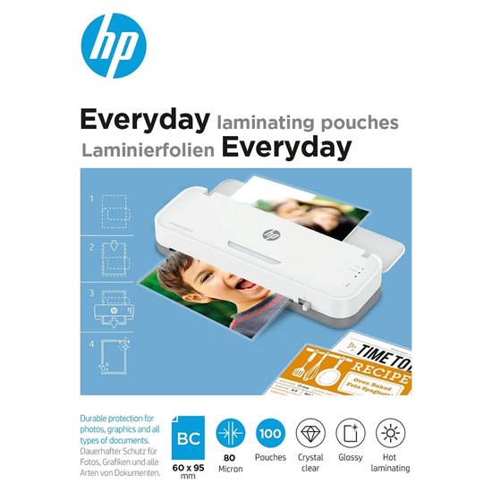 HP 9157 Everyday Lamineerfolies Visitekaartjes - Lamineerhoezen voor Warm Lamineren - Transparant - 80 Micron - 100 Stuks
