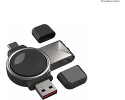 Kuulaa - Powerbank - Apple Watch – Zwart - Lader – USB-C - USB-A - Apple Watch Oplader - Draadloze Snellader – 3 Watt - Sleutelhanger
