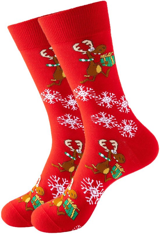 Chaussettes de Noël "Renne très heureux taille 41-47-Noël- Noël Cadeau-Homme-Cadeau  | bol