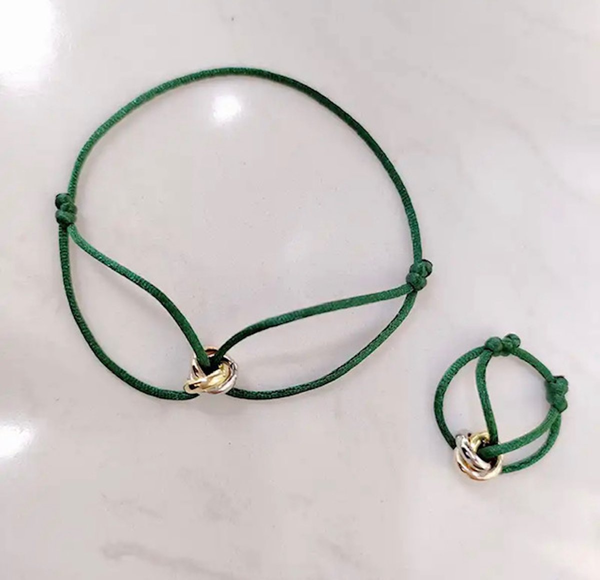 Soraro Tricolor Armband&Ring Set | Groen | Goldplated | Soraro Ringen | Cadeau voor haar | verjaardag vrouw