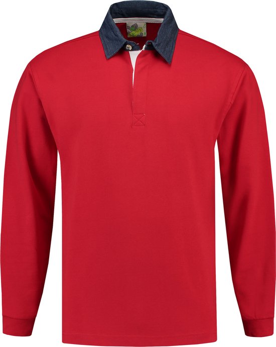 L&S Rugby Shirt voor heren in de kleur Rood maat M