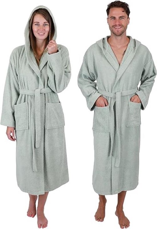 Badstof badjas met capuchon voor dames en heren 100% katoenen saunabadjas -  lange... | bol