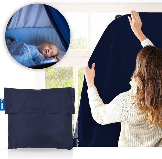 LUVION® Portable Blackout Curtain - Navy - Verduisteringsgordijn met zuignappen - Geschikt voor alle ramen tot maximaal 130x200cm