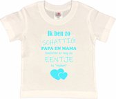Shirt Aankondiging zwangerschap Ik ben zo schattig papa en mama besloten er nog zo eentje te "maken" | korte mouw | wit/aquablauw | maat 86/92 zwangerschap aankondiging bekendmaking